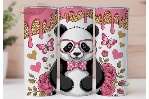 Cute Panda Valentine's Tumbler Wrap Sublimation PixelChick 