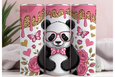 Cute Panda Valentine's Tumbler Wrap Sublimation PixelChick 