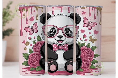 Cute Panda Valentine's Tumbler Wrap Sublimation PixelChick 