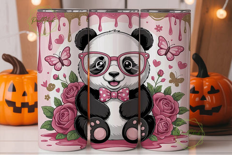 Cute Panda Valentine's Tumbler Wrap Sublimation PixelChick 