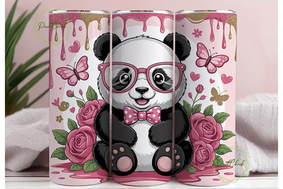 Cute Panda Valentine's Tumbler Wrap Sublimation PixelChick 