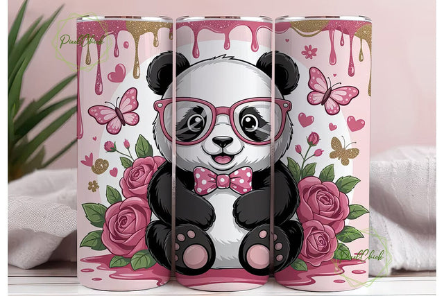 Cute Panda Valentine's Tumbler Wrap Sublimation PixelChick 