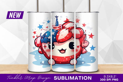 Cute Patriotic Character Tumbler Png Image Sublimation Regulrcrative 