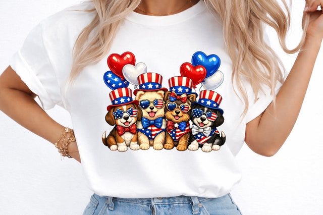Cute Patriotic Dogs Patchwork PNG Sublimation designmaster24 