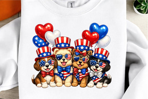 Cute Patriotic Dogs Patchwork PNG Sublimation designmaster24 