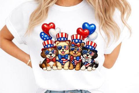 Cute Patriotic Dogs Patchwork PNG Sublimation designmaster24 