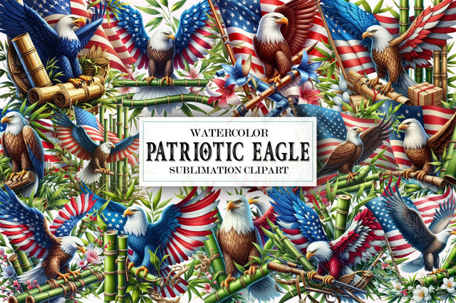 Cute Patriotic Eagle Clipart Sublimation SVGista 