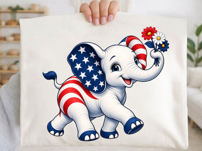 Cute Patriotic Elephant PNG SVG artprintfile 