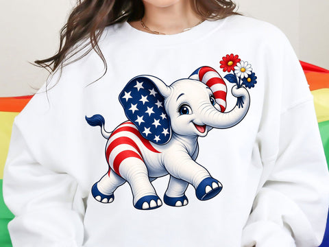 Cute Patriotic Elephant PNG SVG artprintfile 