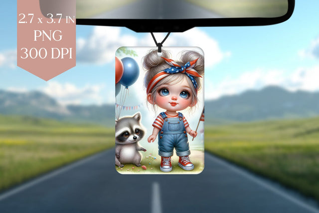 Cute Patriotic Girl Air Freshener PNG Sublimation Sublimation BijouBay 