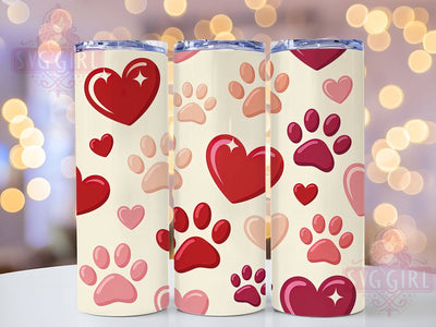 Cute Paw Print Valentine Tumbler, Pet Lover Wrap, Seamless Paw Print, 20oz Tumbler Wrap, Sublimation Design, Cute Pet Valentine, Dog Cat Lover Gift Sublimation SvggirlplusArt 