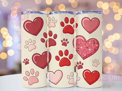 Cute Paw Print Valentine Tumbler, Pet Lover Wrap, Seamless Paw Print, 20oz Tumbler Wrap, Sublimation Design, Cute Pet Valentine, Dog Cat Lover Gift Sublimation SvggirlplusArt 