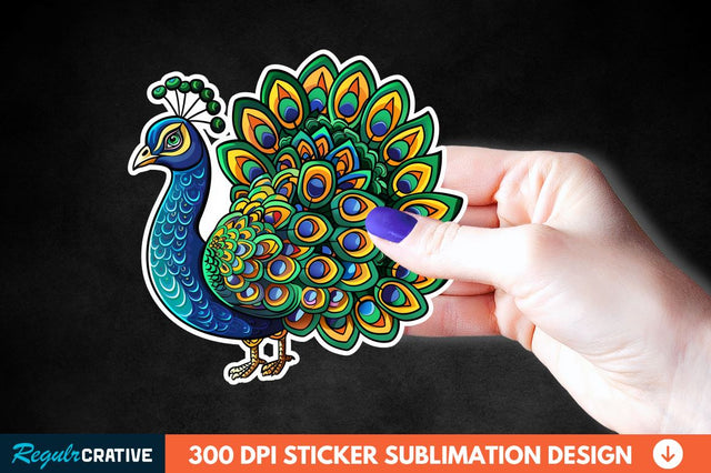 Cute Peacock Sticker Clipart Sublimation Regulrcrative 