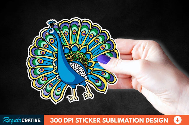 Cute Peacock Sticker Clipart Sublimation Regulrcrative 