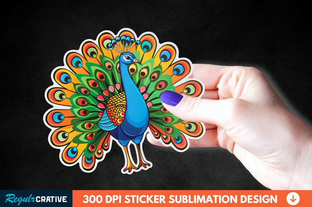 Cute Peacock Sticker Clipart Sublimation Regulrcrative 