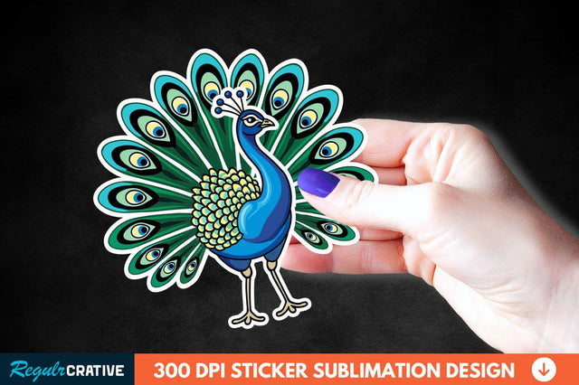 Cute Peacock Sticker Clipart Sublimation Regulrcrative 