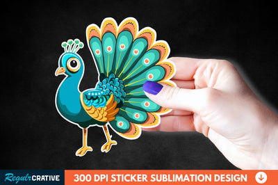 Cute Peacock Sticker Clipart Sublimation Regulrcrative 