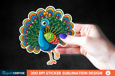 Cute Peacock Sticker Clipart Sublimation Regulrcrative 