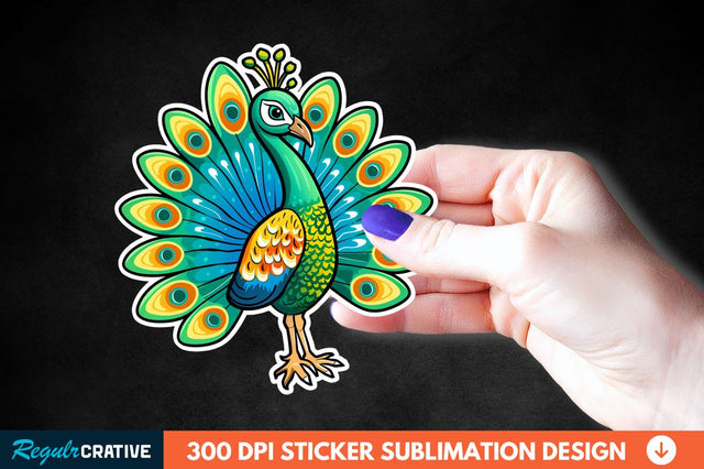 Cute Peacock Sticker Clipart Sublimation Regulrcrative 