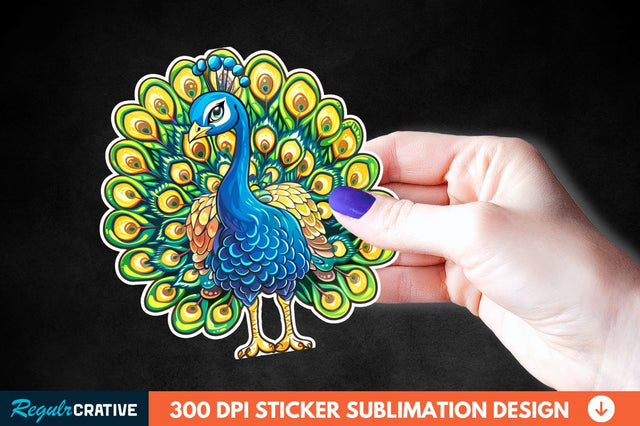 Cute Peacock Sticker Clipart Sublimation Regulrcrative 