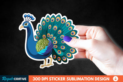 Cute Peacock Sticker Clipart Sublimation Regulrcrative 