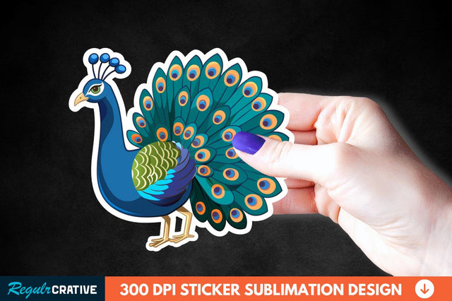 Cute Peacock Sticker Clipart Sublimation Regulrcrative 