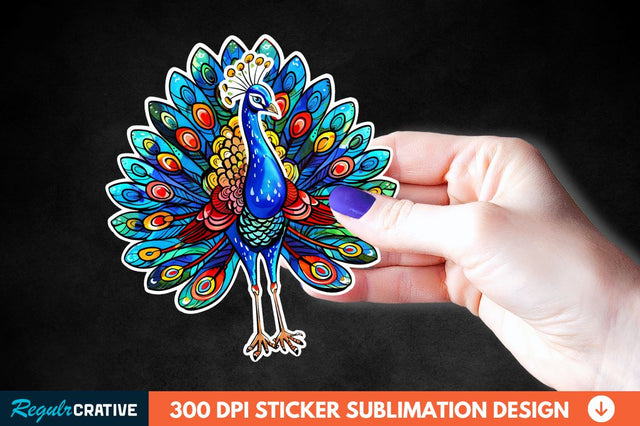Cute Peacock Sticker Clipart Sublimation Regulrcrative 