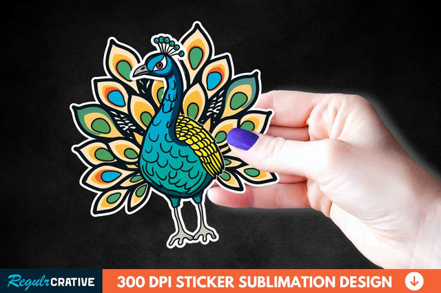 Cute Peacock Sticker Clipart Sublimation Regulrcrative 