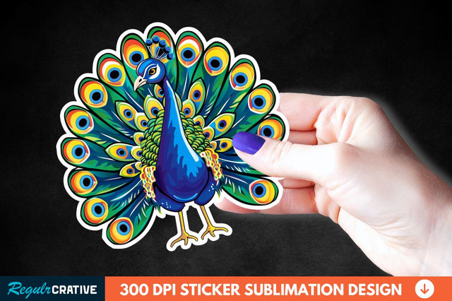 Cute Peacock Sticker Clipart Sublimation Regulrcrative 