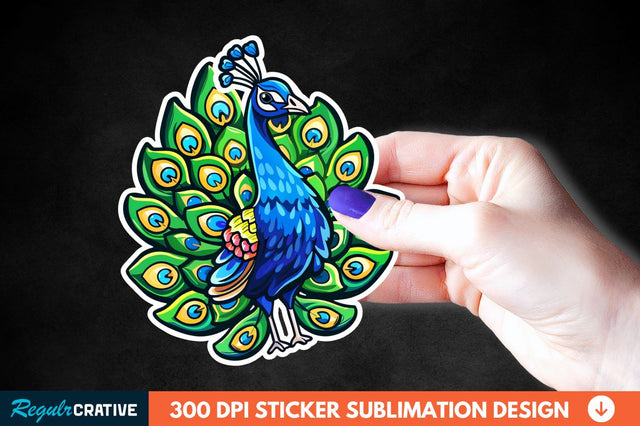 Cute Peacock Sticker Clipart Sublimation Regulrcrative 