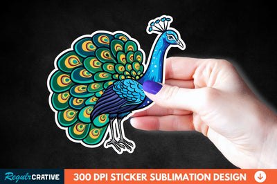 Cute Peacock Sticker Clipart Sublimation Regulrcrative 