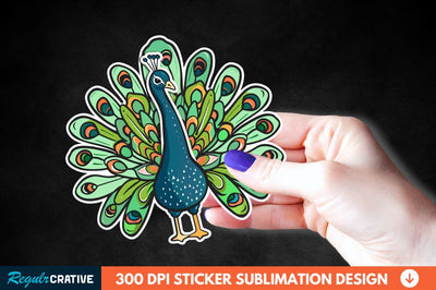 Cute Peacock Sticker Clipart Sublimation Regulrcrative 