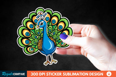 Cute Peacock Sticker Clipart Sublimation Regulrcrative 