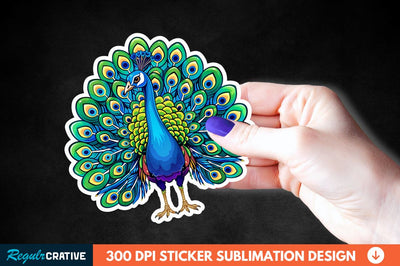 Cute Peacock Sticker Clipart Sublimation Regulrcrative 