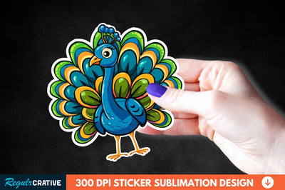 Cute Peacock Sticker Clipart Sublimation Regulrcrative 