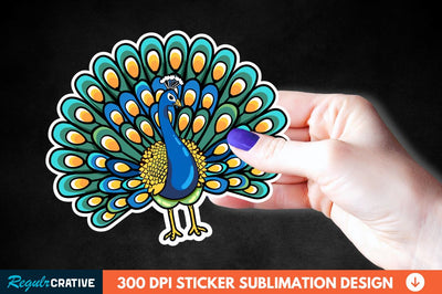 Cute Peacock Sticker Clipart Sublimation Regulrcrative 