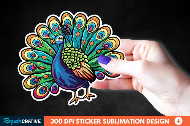 Cute Peacock Sticker Clipart Sublimation Regulrcrative 