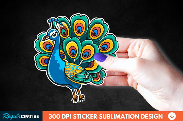 Cute Peacock Sticker Clipart Sublimation Regulrcrative 