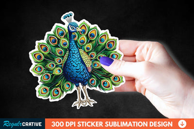 Cute Peacock Sticker Clipart Sublimation Regulrcrative 