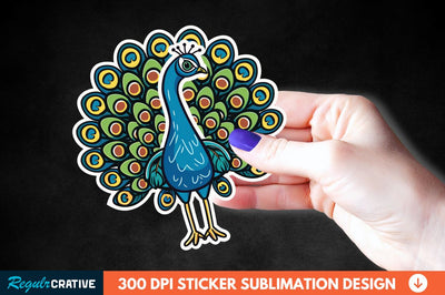 Cute Peacock Sticker Clipart Sublimation Regulrcrative 