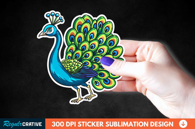 Cute Peacock Sticker Clipart Sublimation Regulrcrative 