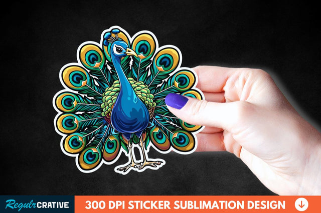 Cute Peacock Sticker Clipart Sublimation Regulrcrative 