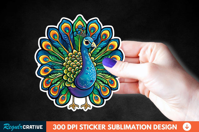 Cute Peacock Sticker Clipart Sublimation Regulrcrative 