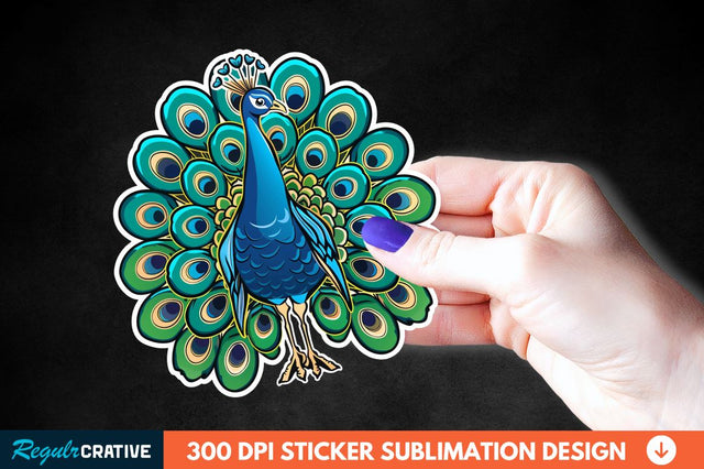 Cute Peacock Sticker Clipart Sublimation Regulrcrative 