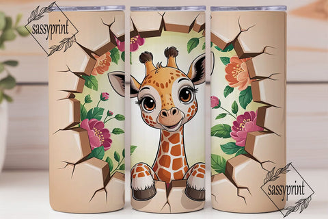 Cute Peekaboo Giraffe 20oz Tumbler Wrap Sublimation sassyprint 