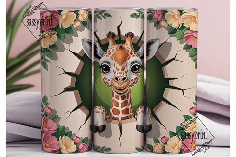 Cute Peekaboo Giraffe 20oz Tumbler Wrap Sublimation sassyprint 
