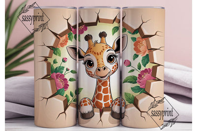 Cute Peekaboo Giraffe 20oz Tumbler Wrap Sublimation sassyprint 