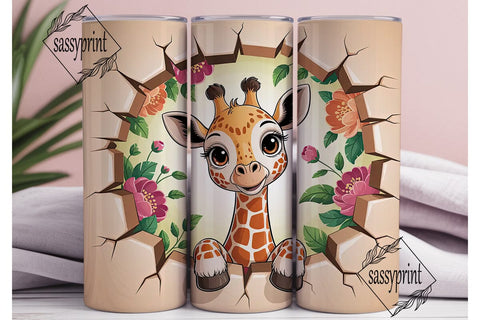Cute Peekaboo Giraffe 20oz Tumbler Wrap Sublimation sassyprint 
