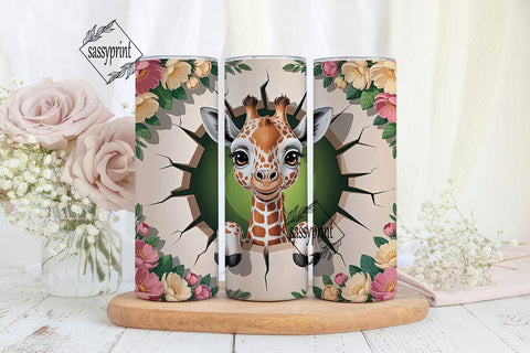 Cute Peekaboo Giraffe 20oz Tumbler Wrap Sublimation sassyprint 
