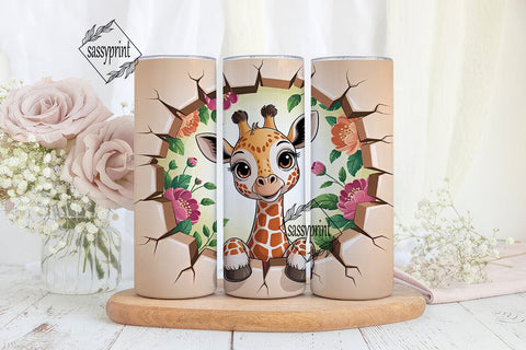 Cute Peekaboo Giraffe 20oz Tumbler Wrap Sublimation sassyprint 